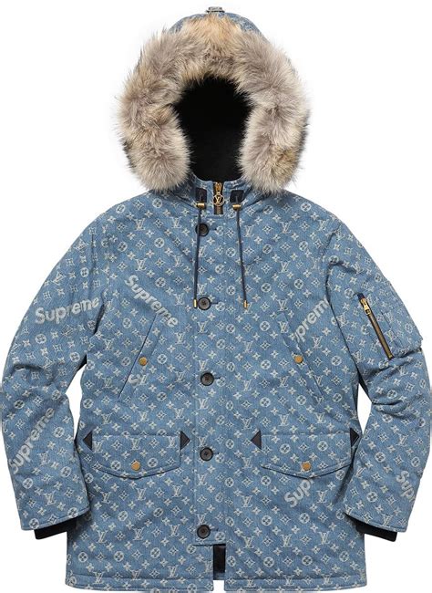 blue louis vuitton supreme parka|supreme x Louis Vuitton jacket.